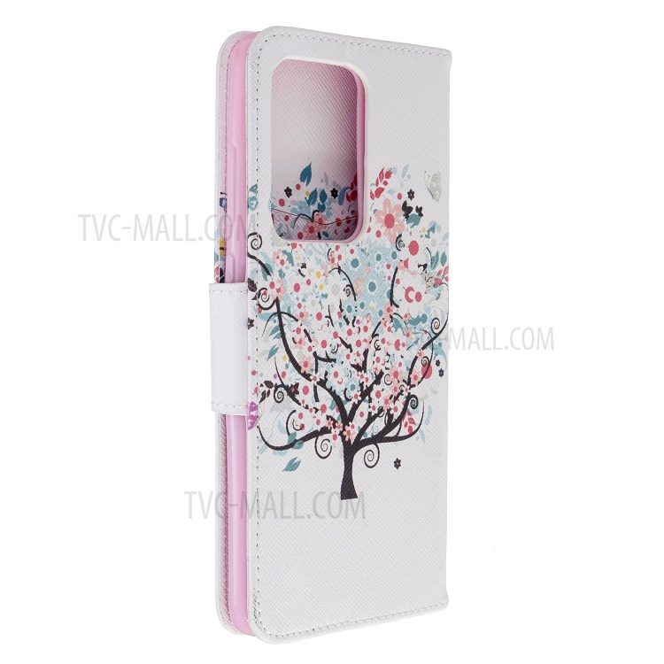 Pattern Printing Leather Wallet Protective Case for Samsung Galaxy S20 Ultra - Flower Tree-7