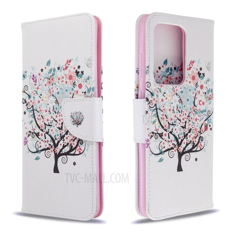 Pattern Printing Leather Wallet Protective Case for Samsung Galaxy S20 Ultra - Flower Tree-8
