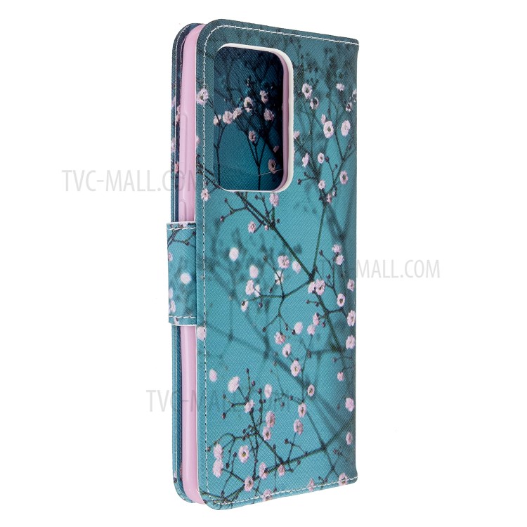 Pattern Printing Leather Wallet Protective Case for Samsung Galaxy S20 Ultra - Flower Branches-7