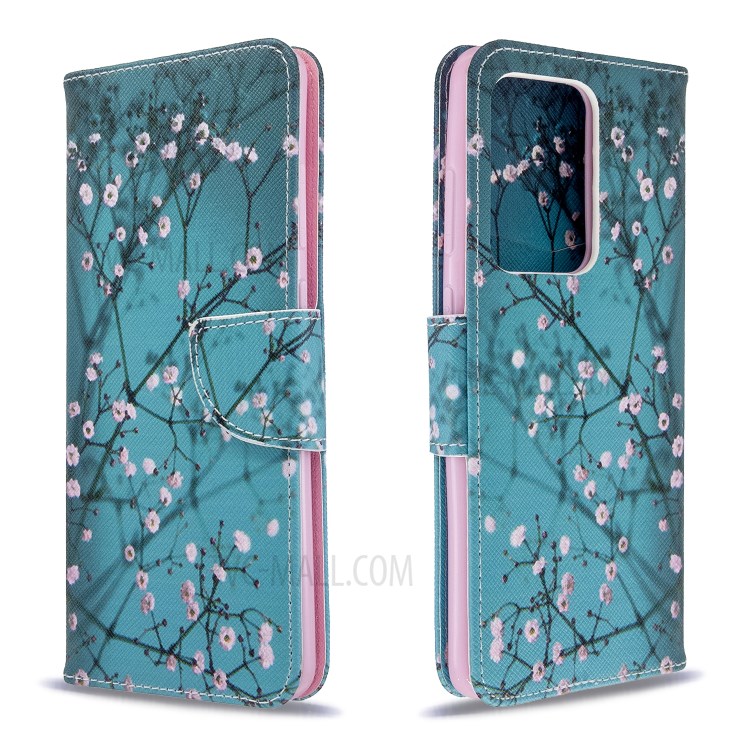 Pattern Printing Leather Wallet Protective Case for Samsung Galaxy S20 Ultra - Flower Branches-8