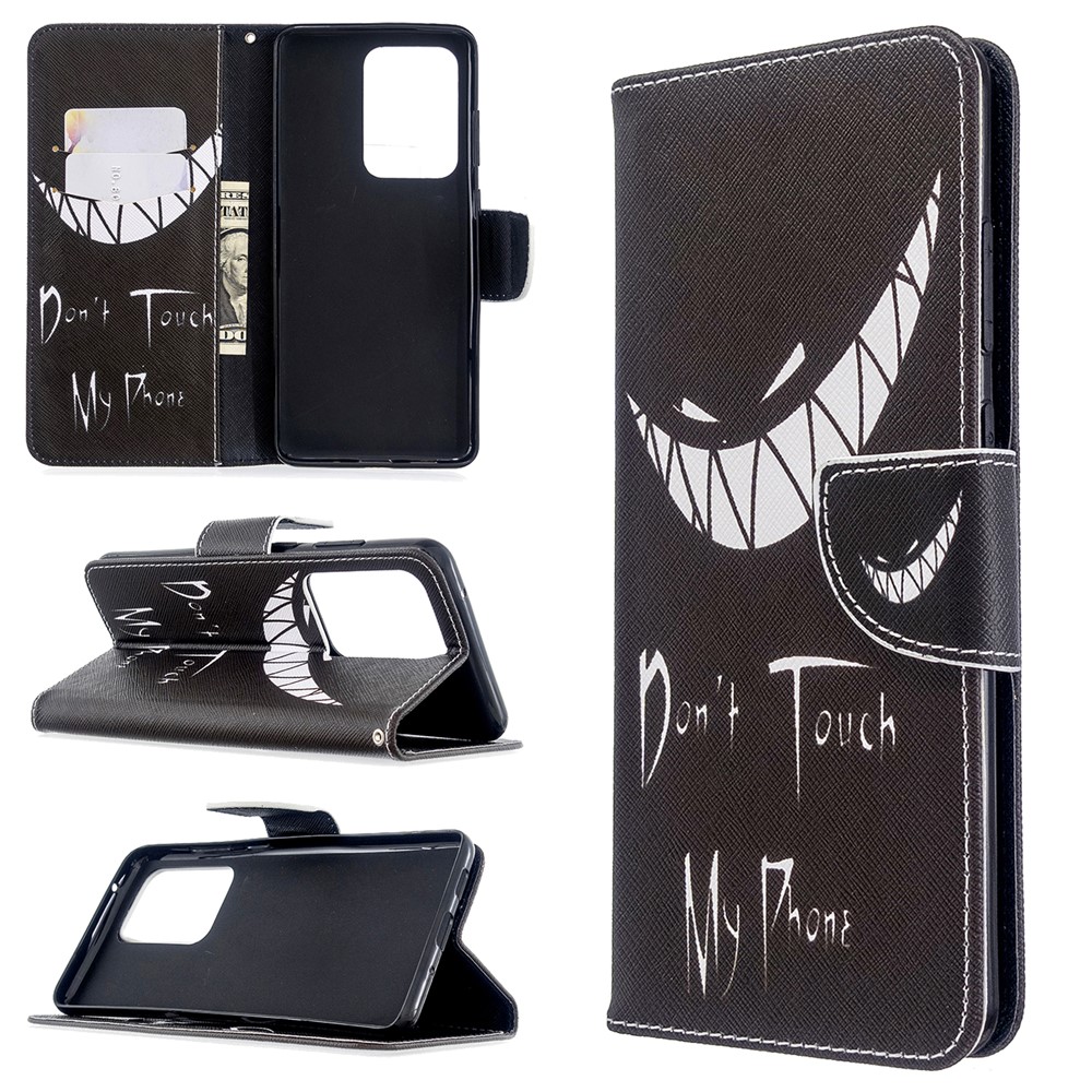 Pattern Printing Leather Wallet Protective Case for Samsung Galaxy S20 Ultra - Don't Touch My Phone-1