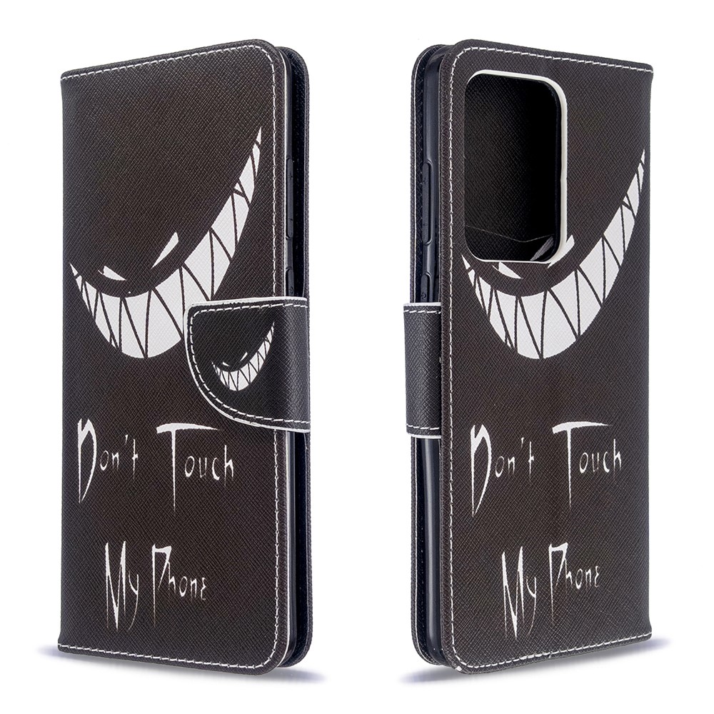 Pattern Printing Leather Wallet Protective Case for Samsung Galaxy S20 Ultra - Don't Touch My Phone-8
