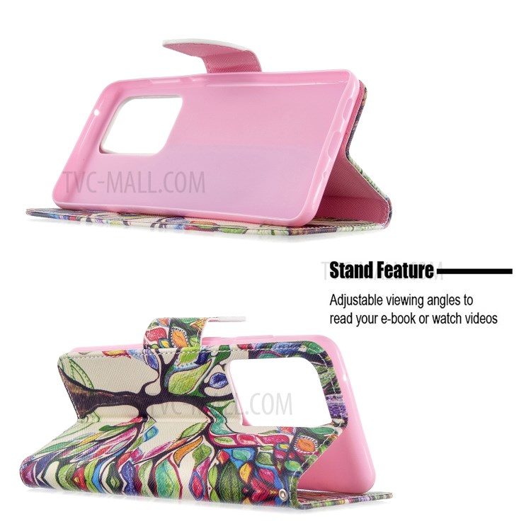 Pattern Printing Leather Wallet Protective Case for Samsung Galaxy S20 Ultra - Life Tree-2