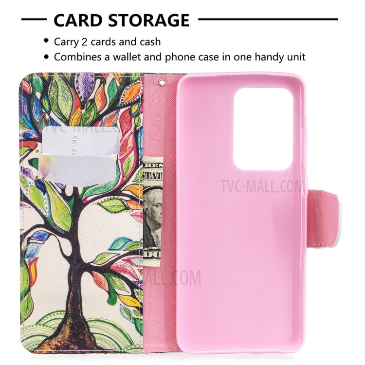 Pattern Printing Leather Wallet Protective Case for Samsung Galaxy S20 Ultra - Life Tree-3