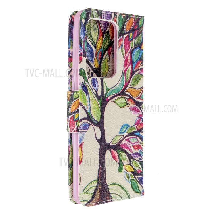 Pattern Printing Leather Wallet Protective Case for Samsung Galaxy S20 Ultra - Life Tree-7