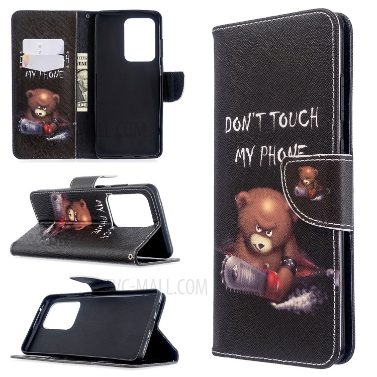Pattern Printing Leather Wallet Protective Case for Samsung Galaxy S20 Ultra - Cruel Panda-1