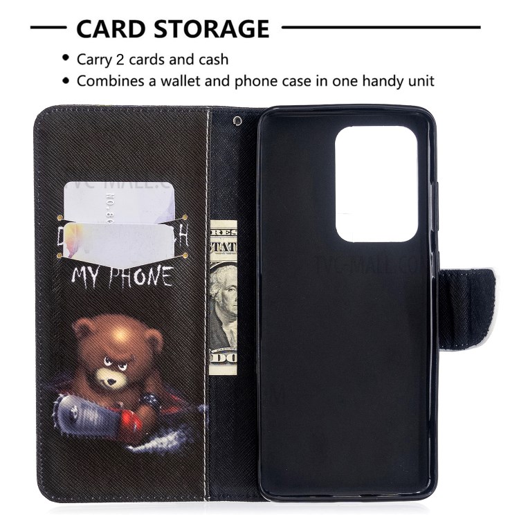 Pattern Printing Leather Wallet Protective Case for Samsung Galaxy S20 Ultra - Cruel Panda-3