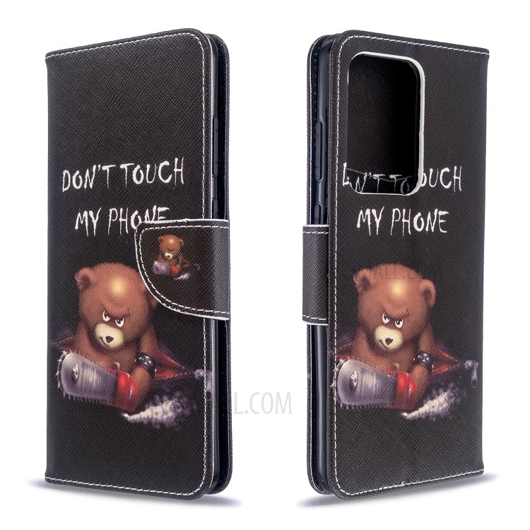 Pattern Printing Leather Wallet Protective Case for Samsung Galaxy S20 Ultra - Cruel Panda-8
