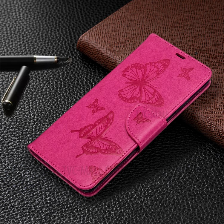 Imprint Butterfly Wallet Leather Stand Case for Samsung Galaxy S20 Ultra - Rose-7
