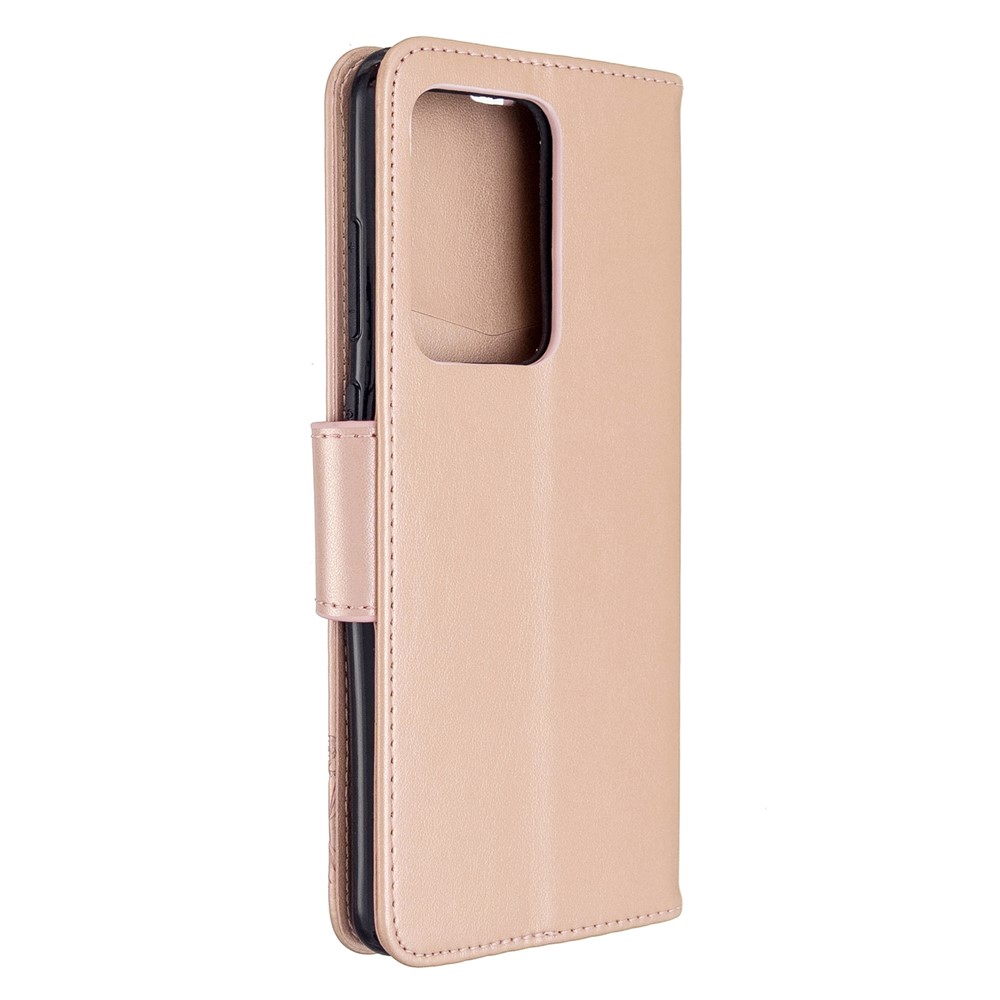 Imprint Butterfly Wallet Leather Stand Case for Samsung Galaxy S20 Ultra - Gold-3