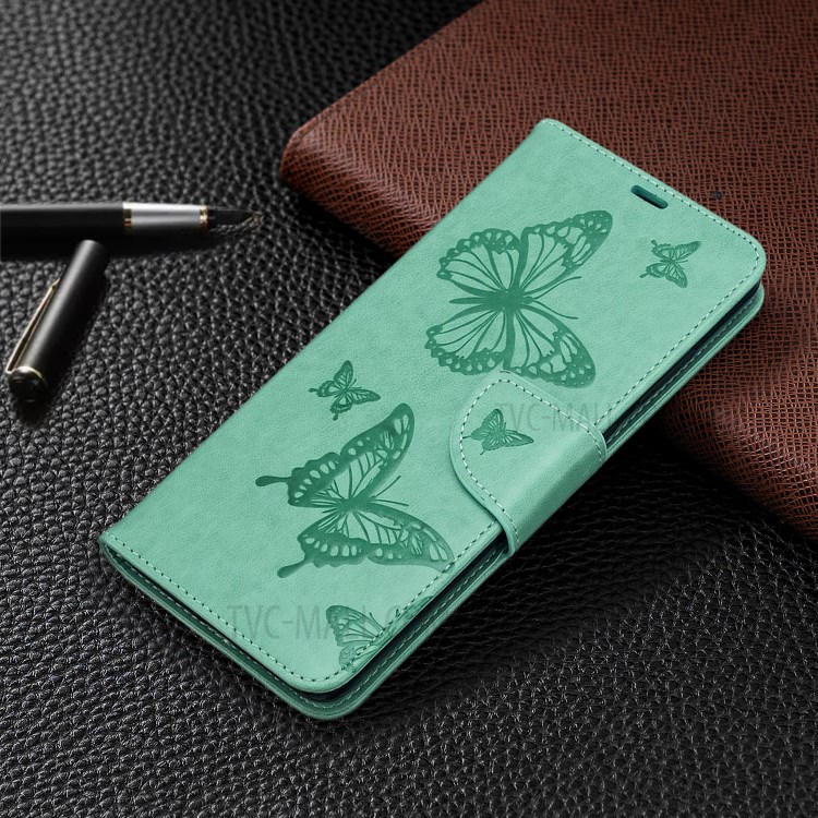 Imprint Butterfly Wallet Leather Stand Case for Samsung Galaxy S20 Ultra - Green-7