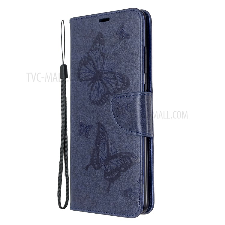 Caso Del Soporte De La Mariposa De Cuero Billetera Impronta Para La Galaxia S20 De Ultra / S11 Plus - Azul-2