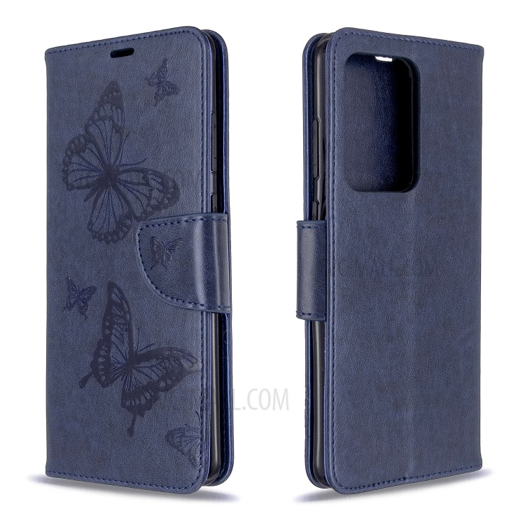 Caso Del Soporte De La Mariposa De Cuero Billetera Impronta Para La Galaxia S20 De Ultra / S11 Plus - Azul-4