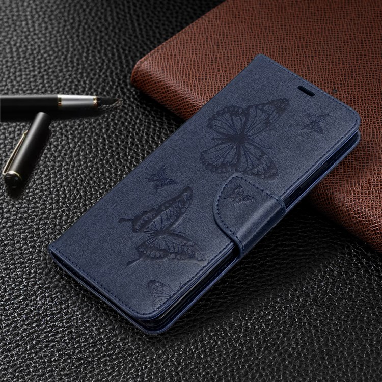 Caso Del Soporte De La Mariposa De Cuero Billetera Impronta Para La Galaxia S20 De Ultra / S11 Plus - Azul-7