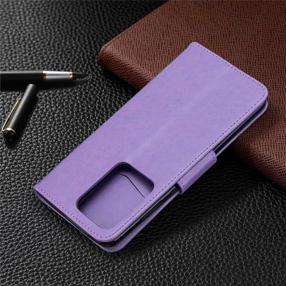 Imprint Butterfly Wallet Leather Stand Case for Samsung Galaxy S20 Ultra - Purple-8