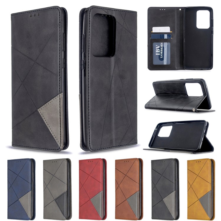 Geometric Surface Leather Phone Case for Samsung Galaxy S20 Ultra / S11 Plus - Grey-10