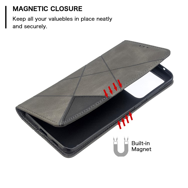 Geometric Surface Leather Phone Case for Samsung Galaxy S20 Ultra / S11 Plus - Grey-3