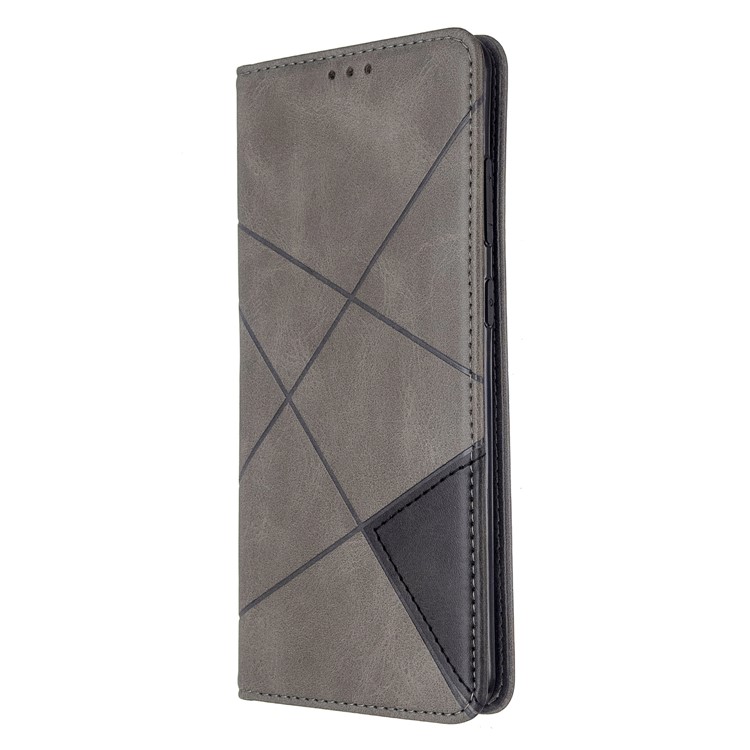 Geometric Surface Leather Phone Case for Samsung Galaxy S20 Ultra / S11 Plus - Grey-8