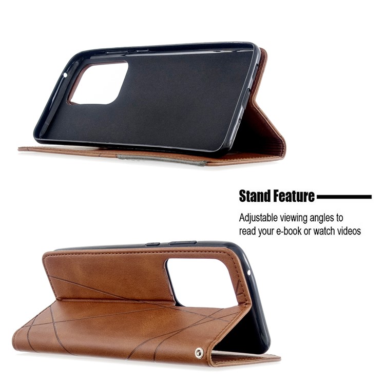 Geometric Surface Leather Phone Case for Samsung Galaxy S20 Ultra - Coffee-2