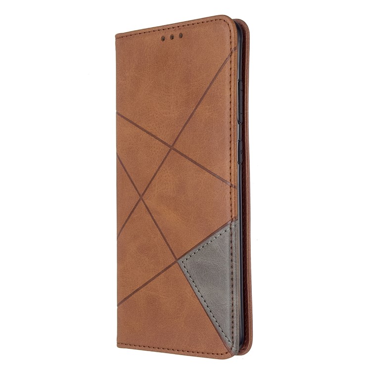 Geometric Surface Leather Phone Case for Samsung Galaxy S20 Ultra - Coffee-7