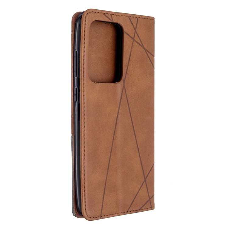 Geometric Surface Leather Phone Case for Samsung Galaxy S20 Ultra - Coffee-8