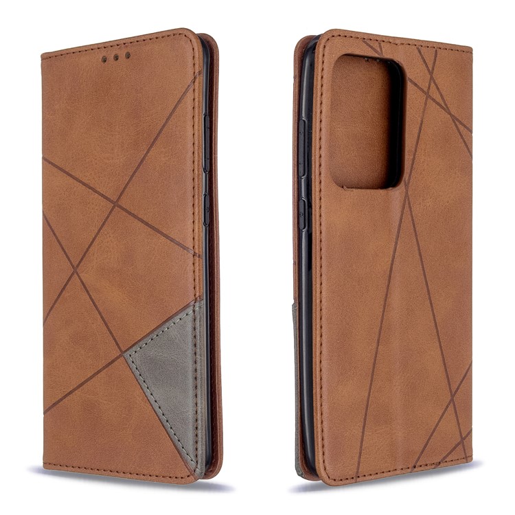 Geometric Surface Leather Phone Case for Samsung Galaxy S20 Ultra - Coffee-9
