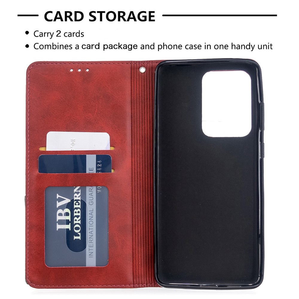 Geometric Surface Leather Phone Case for Samsung Galaxy S20 Ultra - Red-4