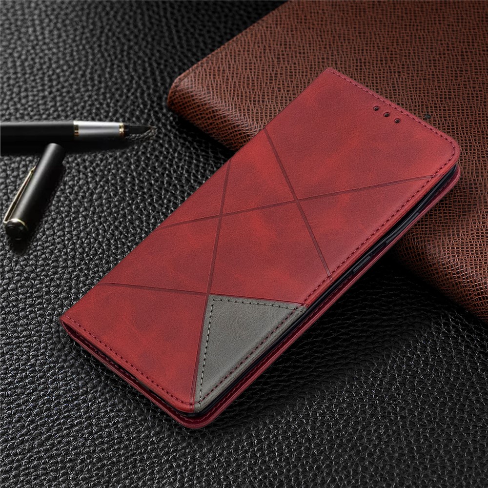 Geometric Surface Leather Phone Case for Samsung Galaxy S20 Ultra - Red-5