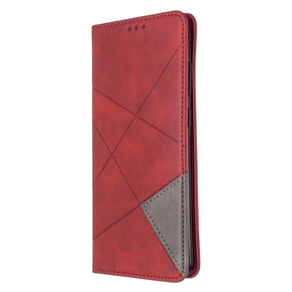 Geometric Surface Leather Phone Case for Samsung Galaxy S20 Ultra - Red-7