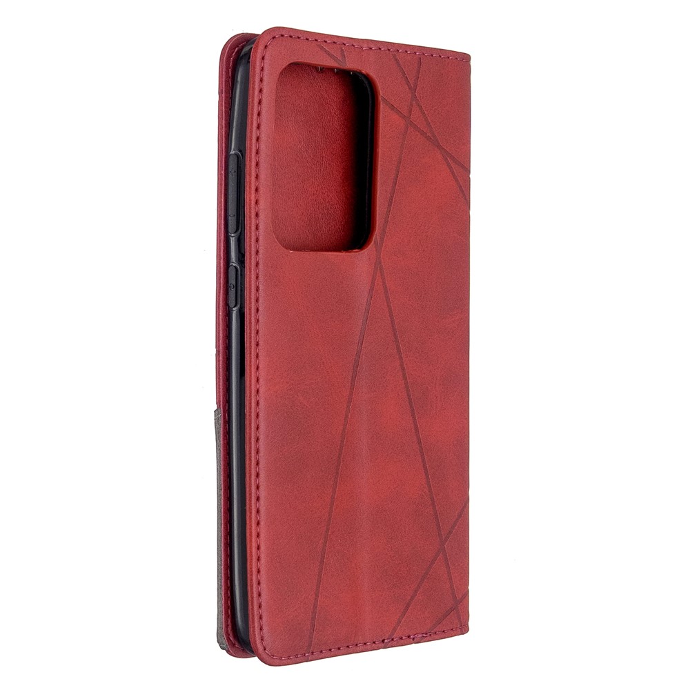 Geometric Surface Leather Phone Case for Samsung Galaxy S20 Ultra - Red-8
