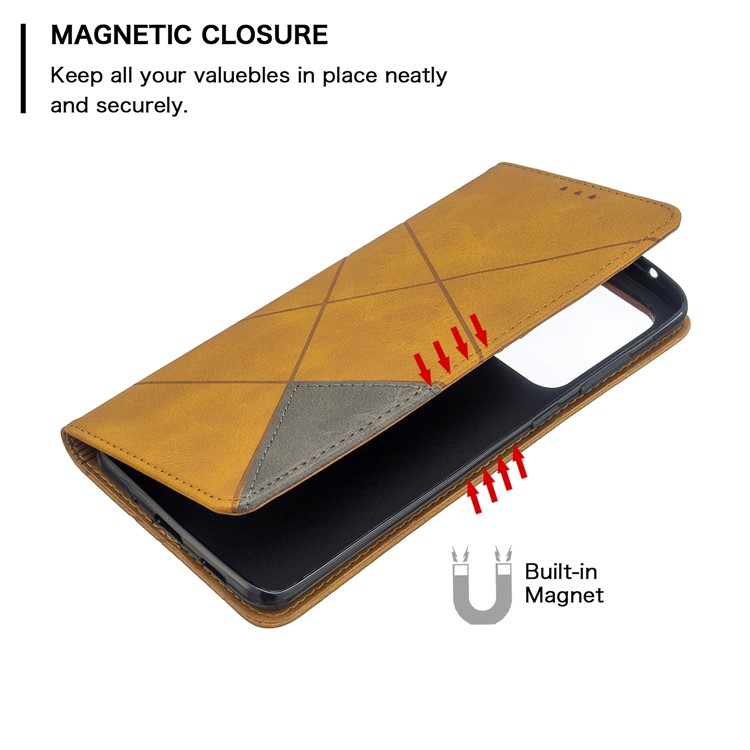 Geometric Surface Leather Phone Case for Samsung Galaxy S20 Ultra - Yellow-3