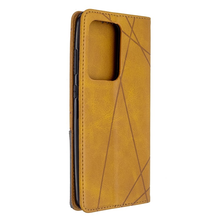 Geometric Surface Leather Phone Case for Samsung Galaxy S20 Ultra - Yellow-8