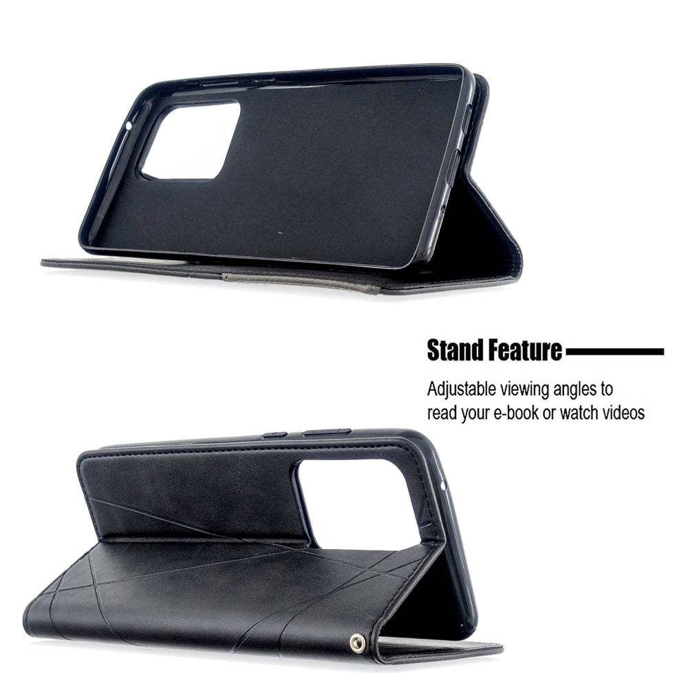 Geometrische Oberfläche Leder-Telefonkasten Für Samsung-Galaxie S20 Ultra / S11 Plus - Schwarz-2