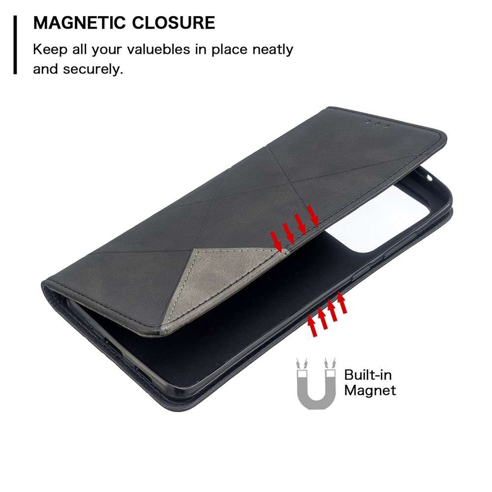 Geometrische Oberfläche Leder-Telefonkasten Für Samsung-Galaxie S20 Ultra / S11 Plus - Schwarz-3
