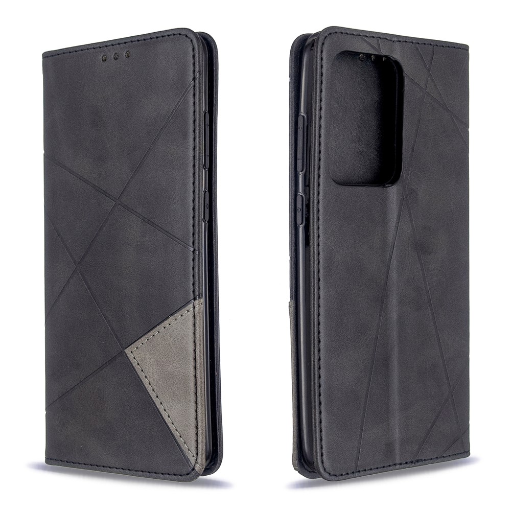 Geometrische Oberfläche Leder-Telefonkasten Für Samsung-Galaxie S20 Ultra / S11 Plus - Schwarz-9