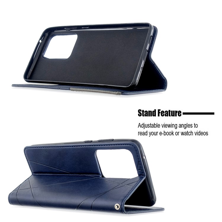 Geometric Surface Leather Phone Case for Samsung Galaxy S20 Ultra - Blue-2