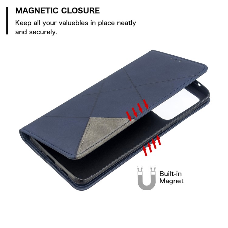 Geometric Surface Leather Phone Case for Samsung Galaxy S20 Ultra - Blue-3