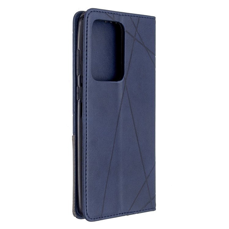 Cassa Del Telefono In Pelle Di Superficie Geometrica Per Samsung Galaxy S20 Ultra - Blu