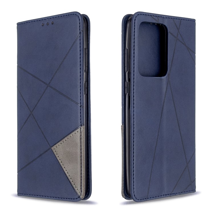 Geometric Surface Leather Phone Case for Samsung Galaxy S20 Ultra - Blue-8