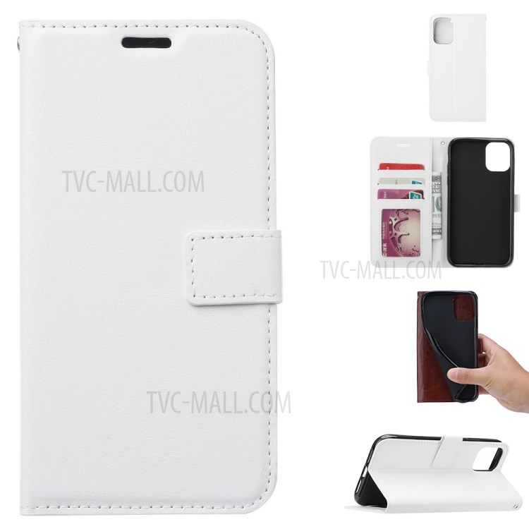 Crazy Horse Leather Wallet Phone Case for Samsung Galaxy A71 - White-1