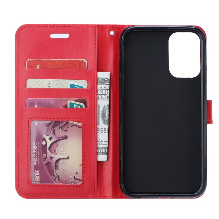 Crazy Horse Leather Wallet Phone Case for Samsung Galaxy A71 - Red-4