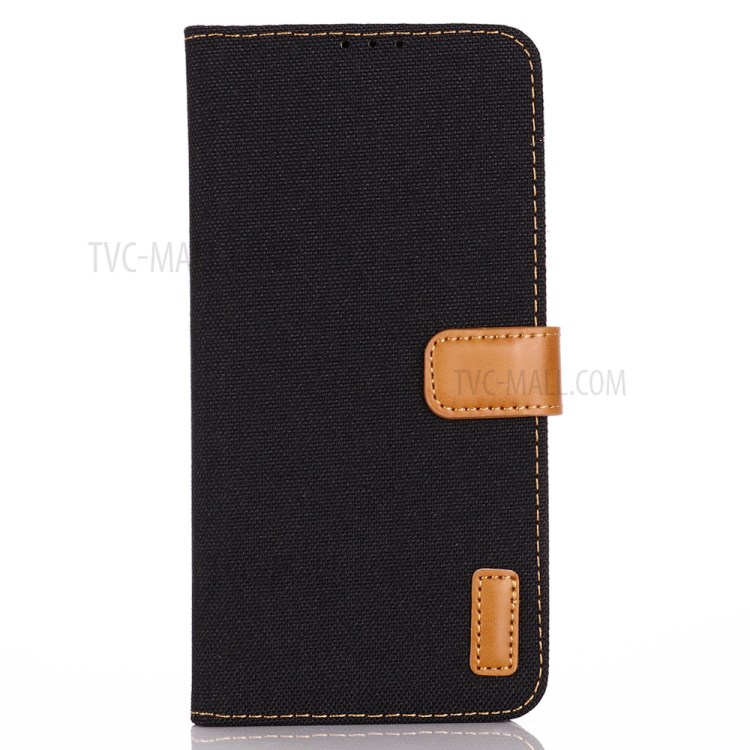 Oxford Cloth Wallet Stand PU Leather Casing for Samsung Galaxy S20 Plus - Black-1