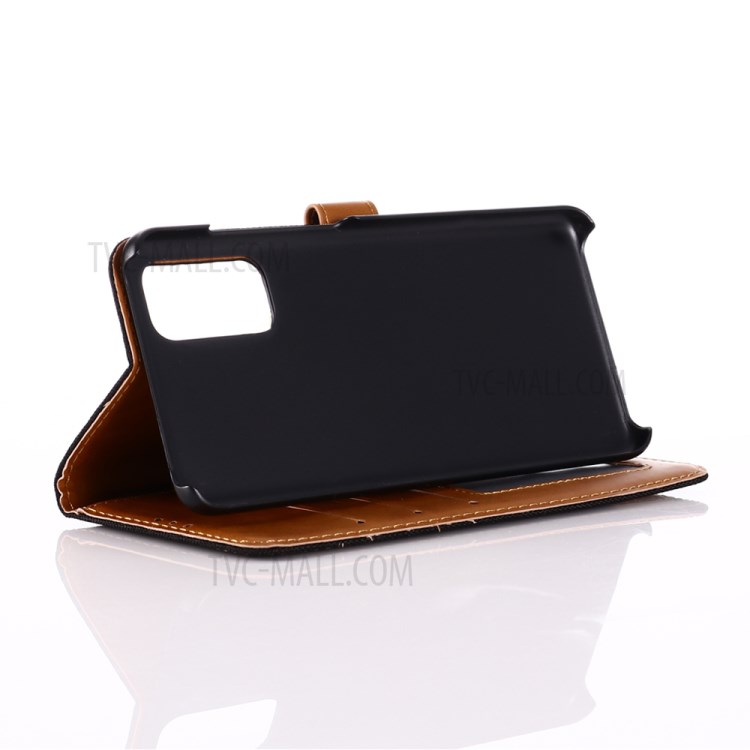 Oxford Cloth Wallet Stand PU Leather Casing for Samsung Galaxy S20 Plus - Black-5
