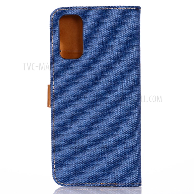 Oxford Cloth Wallet Stand PU Leather Casing for Samsung Galaxy S20 Plus - Baby Blue-2