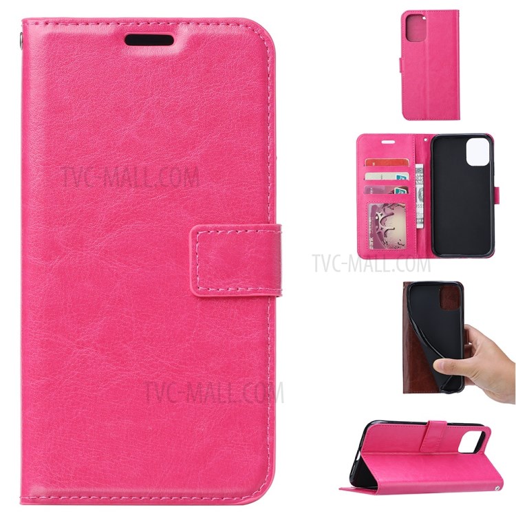 Crazy Horse Leather Wallet Case for Samsung Galaxy S20 Plus - Rose-1