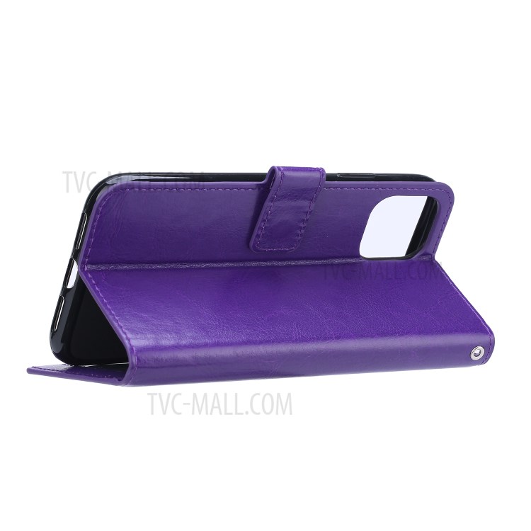 Crazy Horse Leather Wallet Case for Samsung Galaxy S20 - Purple-5
