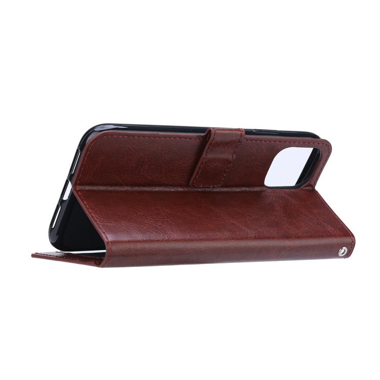 Crazy Horse Leather Wallet Case Для Samsung Galaxy S20 4G/S20 5G - Коричневый-5