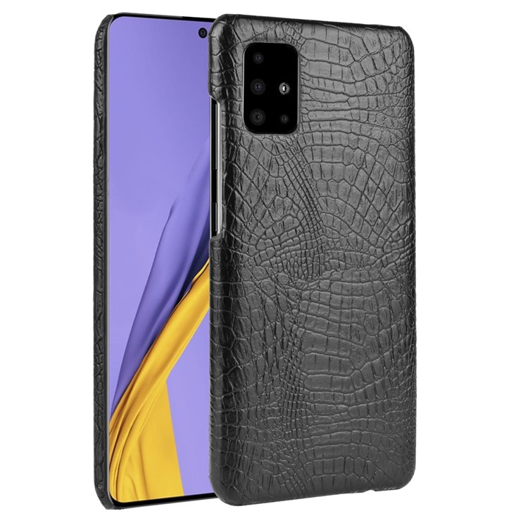 Crocodile Skin PU Leather Coated Hard Plastic Protective Case for Samsung Galaxy A71 - Black-1