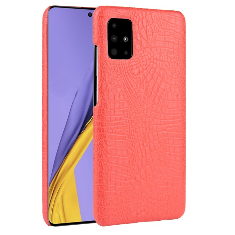 Crocodile Skin PU Leather Coated Hard Plastic Protective Case for Samsung Galaxy A71 - Red-1