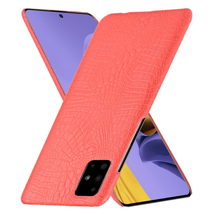 Crocodile Skin PU Leather Coated Hard Plastic Protective Case for Samsung Galaxy A71 - Red-2